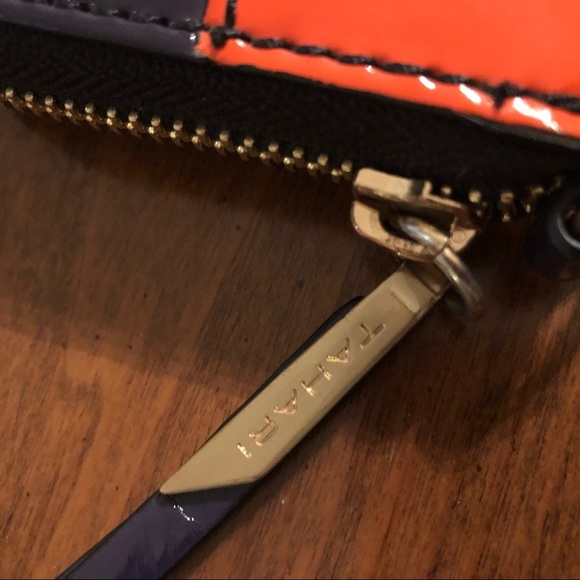 Tahari orange and blue small zippered wallet travel passport - Picture 5 of 16